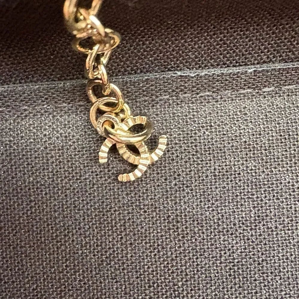 Chanel 22S Gold White Chain Crystal CC Choker Necklace